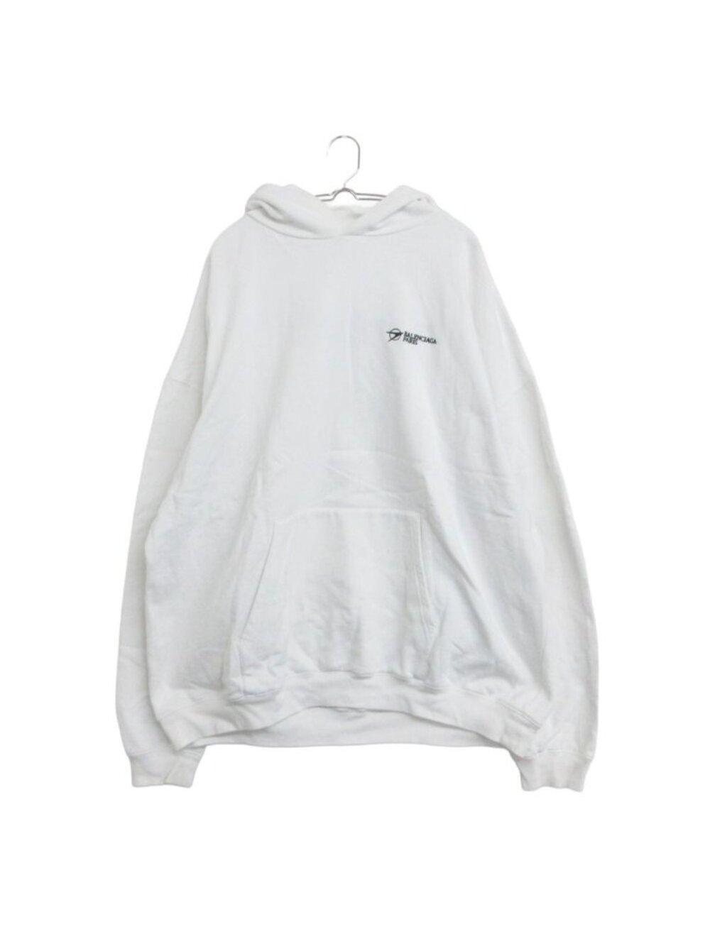 Balenciaga Hoodie Sweatshirt Brushed Lining Pullover Logo Top White XXS XS